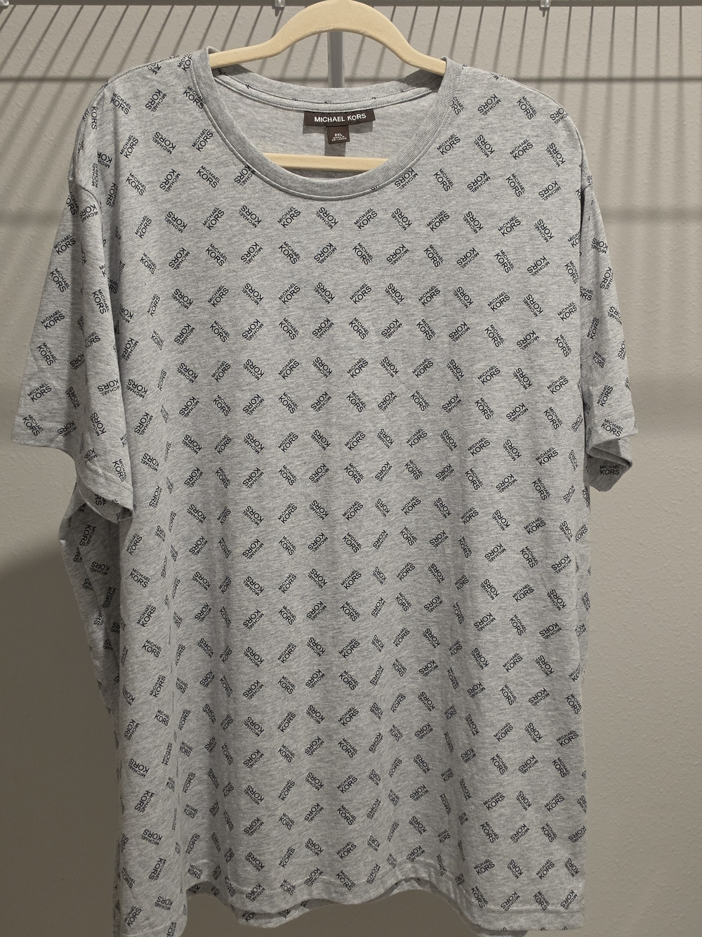 Michael Kors Light Gray All-Over Logo Short Sleeve Tee